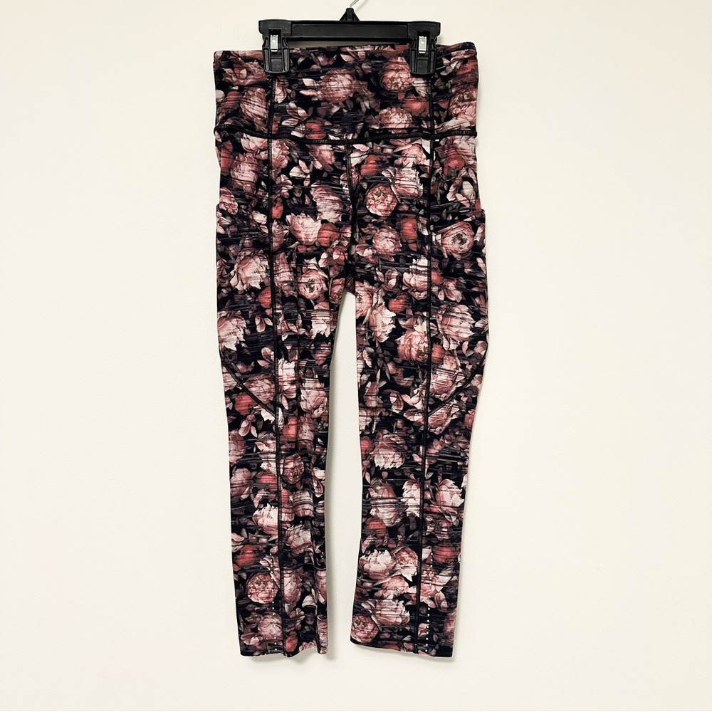 LULULEMON Women’s SZ 4 Leggings Fast Free Crop II Nulux 19” Peony Multi Pockets